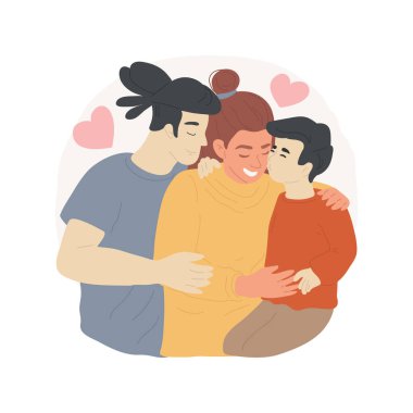 Show love isolated cartoon vector illustration. Family hugging and kissing, romantic relation, personal growth, group of people having fun together, show love to significant one vector cartoon.