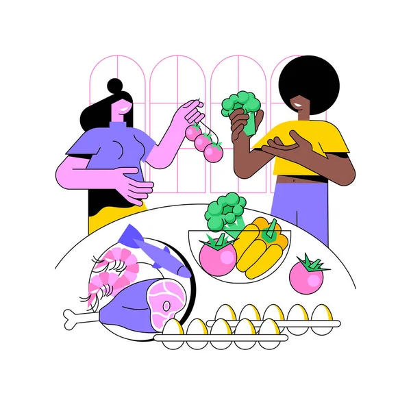 Paleo Diet Isolated Cartoon Vector Illustrations Cheerful Friends Talking Cooking — Vetor de Stock