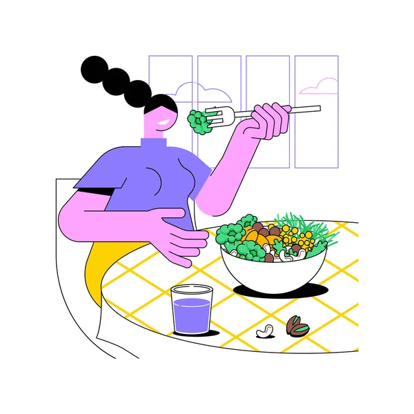 Macrobiotic Diet Isolated Cartoon Vector Illustrations Girl Holding Bowl Seasonal — Stock Vector