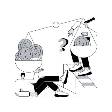 Cinsiyet ayrımcılığı soyut konsept vektör çizimi. Cinsiyet, cinsiyet rolleri ve klişeler, işyeri eşitsizliği, beceriler ve beceriler, kadın hakları, emek piyasası soyut metaforu.