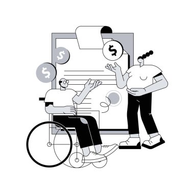 Sosyal nedenlerle soyut konsept vektör illüstrasyonunu terk et. Çalışma kanunu, özel izin, işten izin, hamile kadın, çocuklu aile, hasta bakımı, ücretli tatil soyut metaforu..