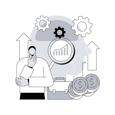 İş Zekası soyut konsept vektör çizimi. Ticari veri analizi, yönetim araçları, zeka, girişim stratejisi geliştirme, soyut metafor yapan veri güdümlü kararlar.