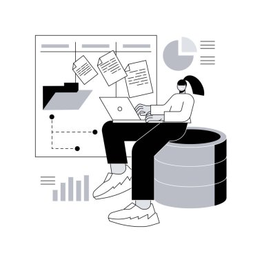 PHP ve MySql soyut konsept vektör çizimi geliştirme. Yazılım geliştirme şirketi, menü çubuğu ögesi, UI tasarımı, PHP ve MySql web sitesi geliştiricisi, programcı servisi soyut metafor.