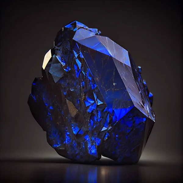 Shiny Blue Crystal Lapis lazuli gem isolated on black background. Natural precious mineral stone artistic illustration. Decorative Blue Crystal Lapis lazuli gemstone poster.