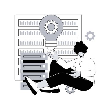 Yenilikçi büyük veri çözümleri soyut konsept vektör illüstrasyonu. Büyük veri mimarisi, iş yazılımı çözümleri, geliştirme servisi, yenilikçi işlem, görselleştirme soyut metafor.