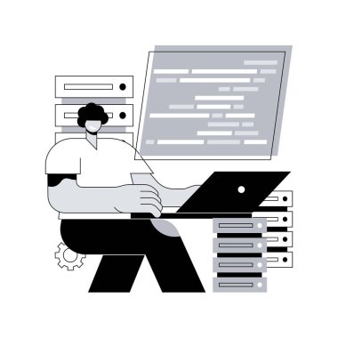 Büyük veri programlama soyut konsept vektör çizimi. Yazılım geliştirme, büyük veri programcısı, kodlama kursu, programlama dilini seçin, veri bilim araçları, çerçeve soyut metaforu.