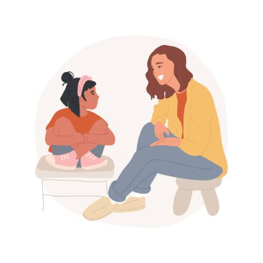 Active listening isolated cartoon vector illustration. Kid looking in the face of adult, attention and concentration, social skill, speaking to child, improve communication vector cartoon.