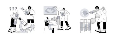 Üreme kliniği soyut konsept vektör çizimi seti. Kısırlık tanısı ve tedavisi, yapay üreme, aile planlaması, tüp bebek, hamilelik yardımı soyut metafor.