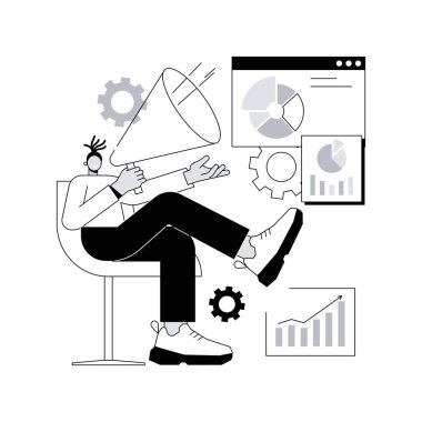 Performans pazarlama soyut konsept vektör çizimi. Dijital pazarlama stratejisi, performans reklamcılığı kampanyası, ajans web sitesi, UI ögesi, menü çubuğu tasarımı, iniş soyut metaforu.