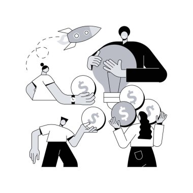 Kitle fonlaması soyut konsept vektör çizimi. Kitle kaynakları projesi, alternatif finansman, internette para toplama, bağış toplama platformu, bağış toplama, iş girişimiyle ilgili soyut metafor.