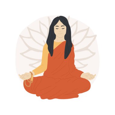 Mudras isolated cartoon vector illustration. Young woman with mudras gestures meditating in lotus position, religious Holy days, spiritual practice, ritual language symbols vector cartoon.