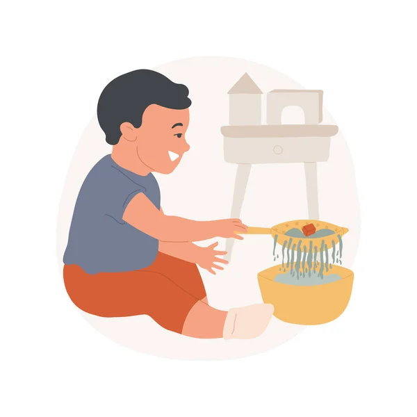 Using Strainer Isolated Cartoon Vector Illustration Toddler Using Dropper Strain — Image vectorielle