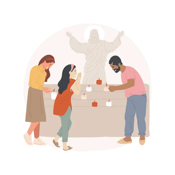 Ascension Day Isolated Cartoon Vector Illustration Diverse Christian People Celebrating — Vetor de Stock