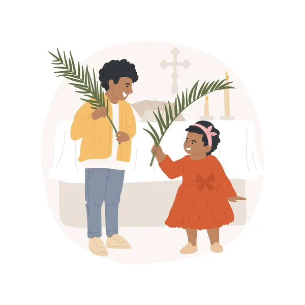 Palm Κυριακή Απομονωμένη Εικονογράφηση Φορέα Κινουμένων Σχεδίων Παιδιά Που Τηρούν — Διανυσματικό Αρχείο