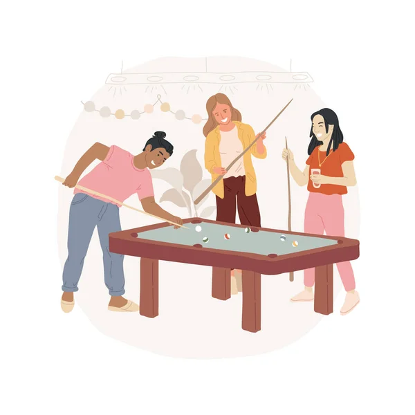 Billiards Isolated Cartoon Vector Illustration Diverse People Standing Billiard Table —  Vetores de Stock