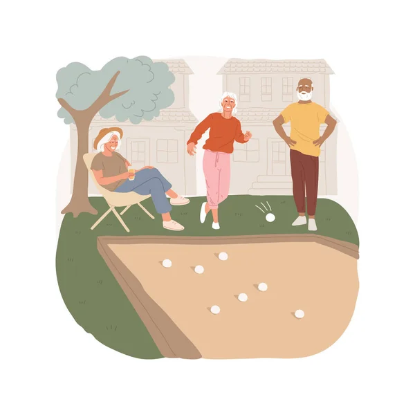 Карикатурная Иллюстрация Мячом Бочче Игра Петанк Пожилые Люди Играют Бочче — стоковый вектор