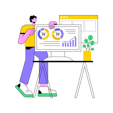 Transactions processing isolated cartoon vector illustrations. Man working with customer order processing, machine learning app, software to automate business processes vector cartoon.