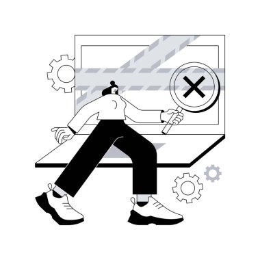 Bilgisayar adli tıp soyut konsept vektör çizimi. Dijital adli tıp, bilgisayar suçları soruşturması, dijital depolama aracı, veri kurtarma, soyut bilgi alma metaforu.