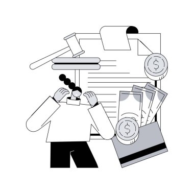 Soyut konsept vektör illüstrasyonunu öde. Geç ödeme faizi, internetten ödeme cezası, vergi beyannamesi değil, iyi, bireysel paylaşımlı sorumluluk, soyut mali anlaşmazlık mecazı.