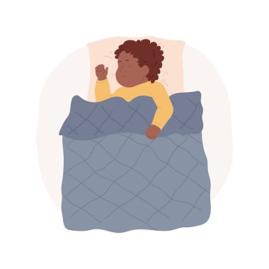 Weighted blanket isolated cartoon vector illustration. Little child lying under weighted blanket, cot cover, kid bedtime routine, sleep hygiene, happy childhood, calm atmosphere vector cartoon.