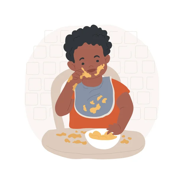 Mangeurs Désordonnés Illustration Vectorielle Dessin Animé Isolé Petit Enfant Bonne — Image vectorielle