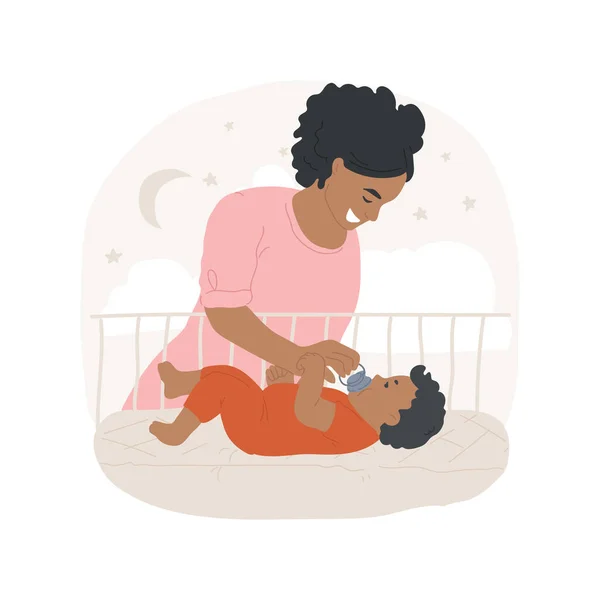 Introducing Pacifier Isolated Cartoon Vector Illustration Mom Gives Pacifier Her —  Vetores de Stock