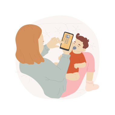 Baby sleep tracker isolated cartoon vector illustration. Mom controls baby sleep pattern on smartphone, newborn tracking app, modern motherhood, kid bedtime routine application vector cartoon.