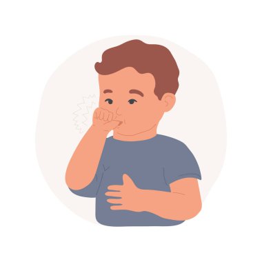 Thumb sucking isolated cartoon vector illustration. Little smiling boy sucks his finger, kids unhealthy lifestyle, bad habits, disturbed occlusion, teeth problems vector cartoon.