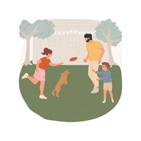 Spending Time Outdoors Isolated Cartoon Vector Illustration Family Members Playing — Image vectorielle