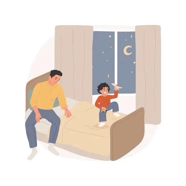 Batalha Dormir Ilustração Vetorial Desenhos Animados Isolado Cansado Pai Adormeceu —  Vetores de Stock