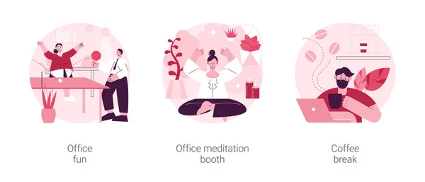 Stresshantering Arbetsplatsen Abstrakt Koncept Vektor Illustration Set Kontor Kul Meditation — Stock vektor