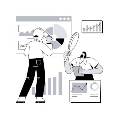 Rekabetçi analiz soyut konsept vektör çizimi. Pazarlama rekabetçi araştırma, rekabetçi proje, piyasa analizi, ürün salınımı, bağımsız iş danışmanı soyut metafor.