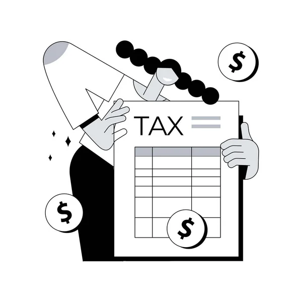 税務フォーム抽象的な概念ベクトル図 税務フォーム番号 オンラインアプリケーション リターン 会社の支払い 所得控除 企業会計サービス ヘルプ抽象的なメタファーを埋める — ストックベクタ