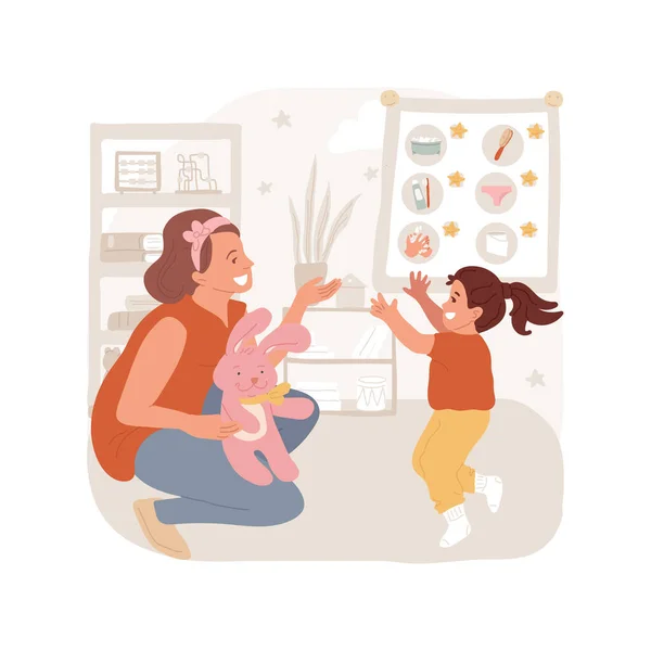 奖赏孤立的卡通矢量插图 微笑的母亲奖励她的孩子的良好行为 赞扬孩子 家庭生活 创造健康的卫生习惯病媒卡通片 — 图库矢量图片