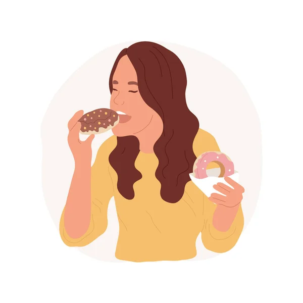 Cukrová Závislost Izolované Kreslené Vektorové Ilustrace Teenage Dívka Těší Příliš — Stockový vektor