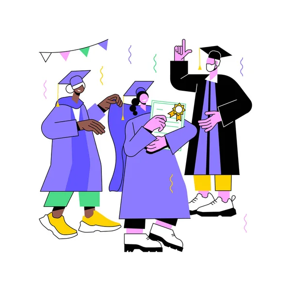 Hooding Ceremony Isolated Cartoon Vector Illustrations Professors Places Hood Head — Image vectorielle