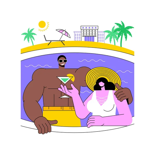 Schwimmbad Entspannen Isolierte Cartoon Vektor Illustrationen Glückliches Paar Das Sich — Stockvektor
