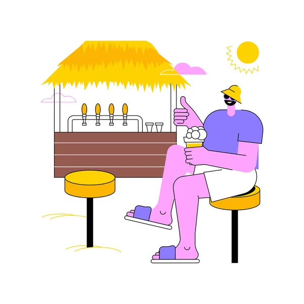 Beach Bar Isolerade Tecknad Vektor Illustrationer Leende Man Solglasögon Dricker — Stock vektor