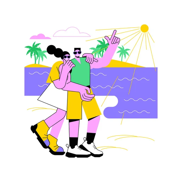 Marcher Sur Plage Isolé Dessins Animés Vectoriels Illustrations Couples Marchant — Image vectorielle