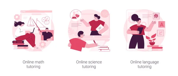 Online Σχολείο Θέμα Μάθηση Αφηρημένη Έννοια Διάνυσμα Εικονογράφηση Σετ Online — Διανυσματικό Αρχείο