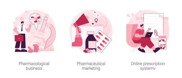Ensemble Illustrations Vectorielles Conceptuelles Abstraites Industrie Pharmaceutique Affaires Pharmacologiques Marketing — Image vectorielle