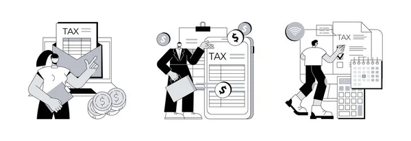 Daňový Software Program Abstraktní Koncept Vektorové Ilustrace Set Desktop Tax — Stockový vektor