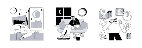 Διαχείριση Άγχους Αφηρημένη Έννοια Διάνυσμα Εικονογράφηση Σύνολο Παρακολούθηση Ύπνου Και — Διανυσματικό Αρχείο
