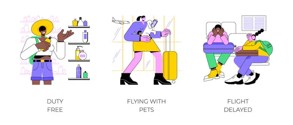 Αεροδρόμιο Ρουτίνας Απομονωμένη Εικονογράφηση Φορέα Κινουμένων Σχεδίων Που Αγοράζοντας Άρωμα — Διανυσματικό Αρχείο