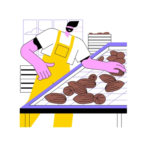 Pecans Production Isolated Cartoon Vector Illustrations Man Deals Commercial Nuts — 스톡 벡터