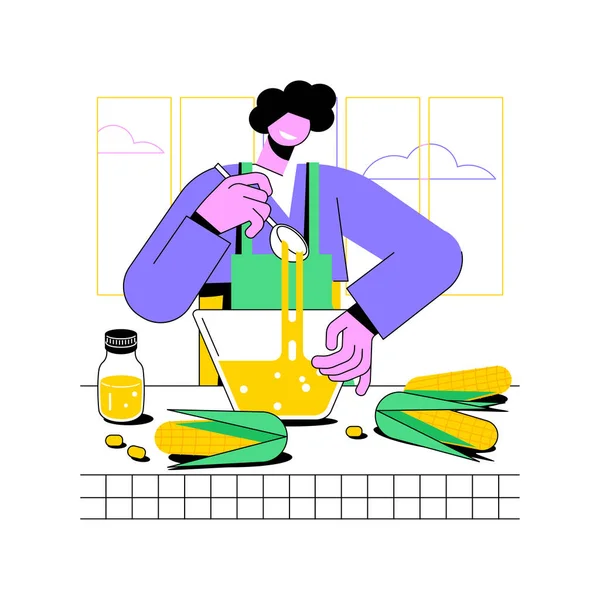 Corn Syrup Production Isolated Cartoon Vector Illustrations Man Making Syrup — Stockvektor