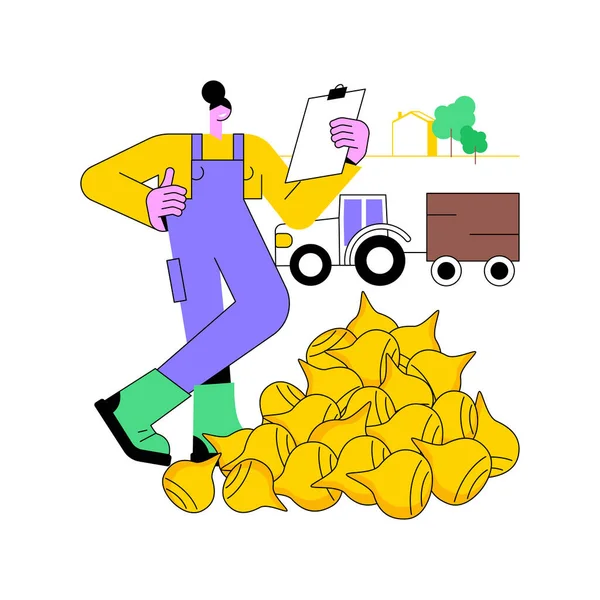 甜菜处理孤立的卡通矢量插图 微笑农民加工甜菜 农产企业工人 加工制造部门病媒卡通片 — 图库矢量图片
