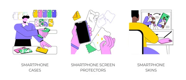 Smartphone Αξεσουάρ Προστασίας Απομονωμένη Εικονογράφηση Φορέα Κινουμένων Σχεδίων Που Θήκες — Διανυσματικό Αρχείο