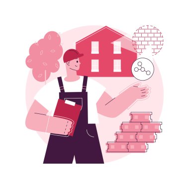 Yenilikçi yapı malzemeleri soyut konsept vektör çizimi. İnşaat teknolojisi yeniliği, yüksek teknoloji geliştirme kaynağı, akıllı tuğla, nanoteknoloji, aydınlık beton soyut metafor.