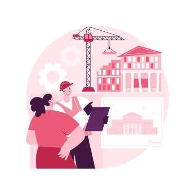 Eski binalar soyut konsept vektör illüstrasyonunu modernleştirir. Hizmet oluşturma, inşaat modernizasyon çözümleri, tarihi binaların yalıtımı, tasarım ekibi soyut metaforu.